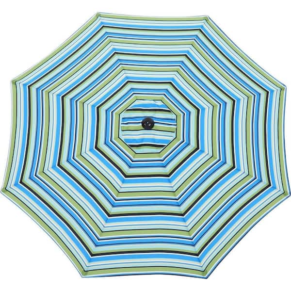 ITOPFOX 9 ft. 8-Ribs Round Patio Market Umbrella Replacement Cover in Green&Blue
