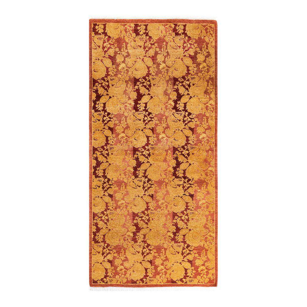 Mogul Pink 3 ft. x 6 ft. Oriental Wool Indoor Runner Rug