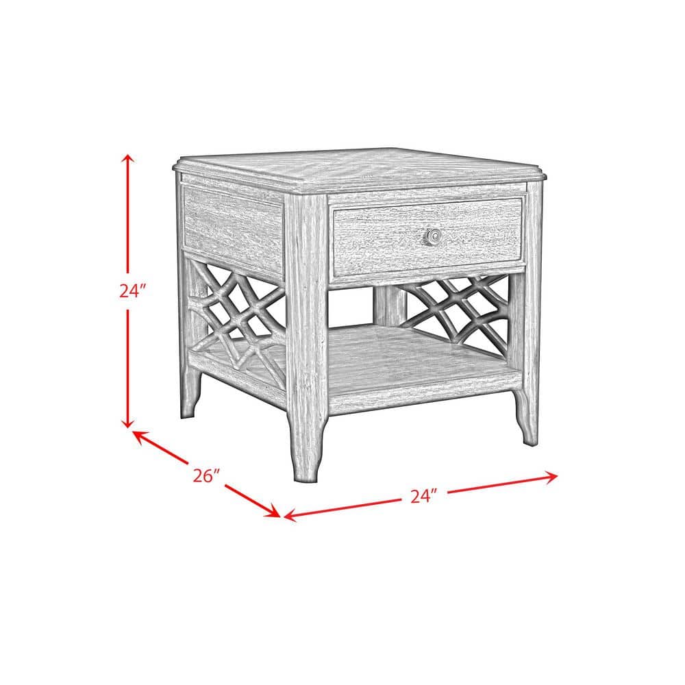 Stark 24 in. Cherry Rectangle Wood End Table with Spacious Drawer - thumbnail 5