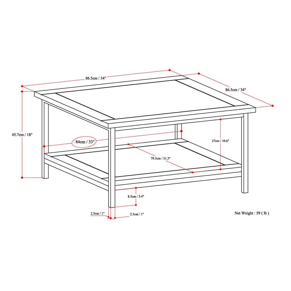 Skyler Solid Mango Wood 34" Square Coffee Table with Storage in Natural