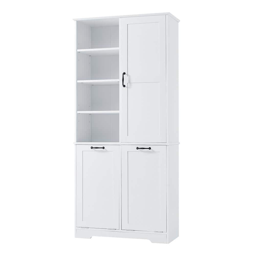 31 in. W x 14 in. D x 68 in. H White Tall Bathroom Storage Cabinet with Tilt-Out Laundry Hamper price history on PriceWatchPro