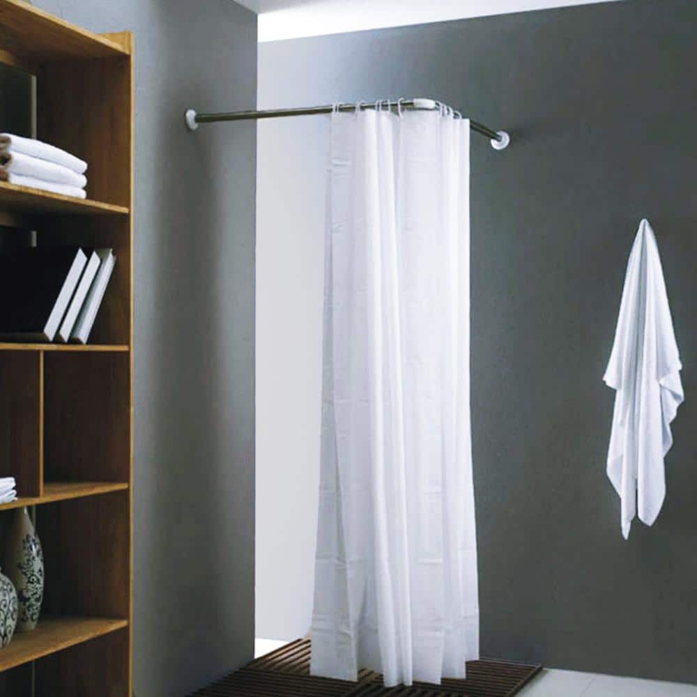 35.4'' Stainless Steel Wall-Mounted L-Shaped Shower Curtain Rod