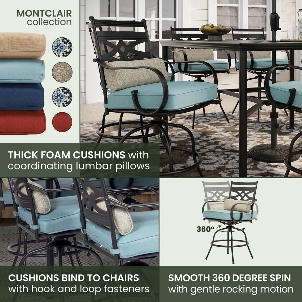 Montclair 9-Piece Ocean Blue High-Dining Patio Set with Swivel Chairs