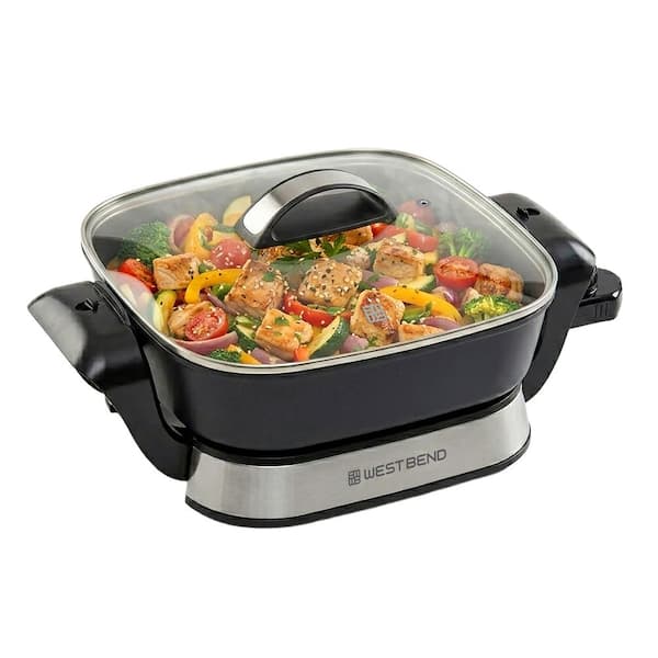 West Bend 11 sq. in. 4.2 Quart Electric Skillet with Foldable Base