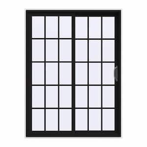 60 in. x 80 in. V-4500 Contemporary Black FiniShield Vinyl Right-Hand 15 Lite Sliding Patio Door w/White Interior