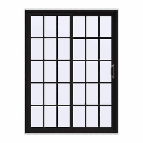 JELD-WEN 60 in. x 80 in. V-4500 Contemporary Black FiniShield Vinyl Right-Hand 15 Lite Sliding Patio Door w/White Interior