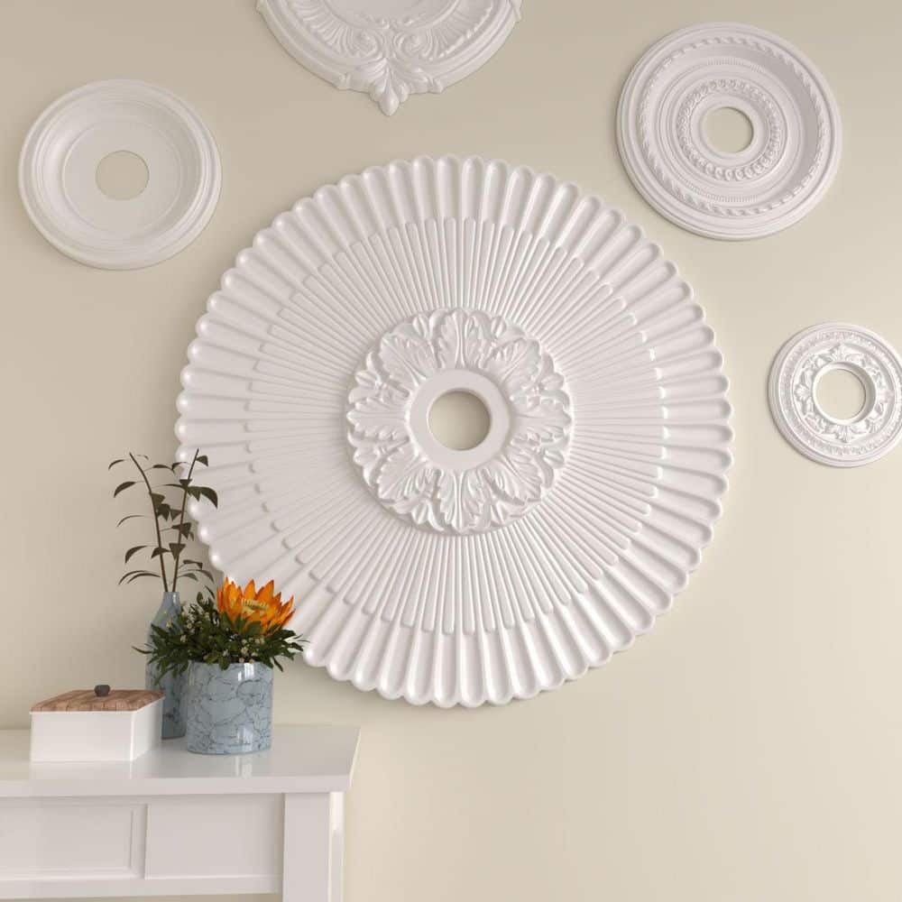 Melonie Primed Gray Polyurethane Architectural Ceiling Medallion