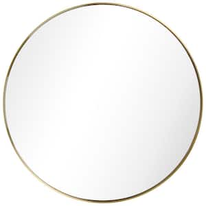 30 in. x 30 in. Ultra Round Brushed Gold Stainless Steel Framed Wall Mirror