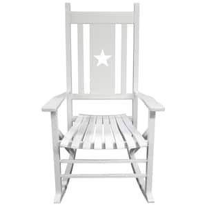 Heartland White Wood Outdoor Rocking Chair with Star