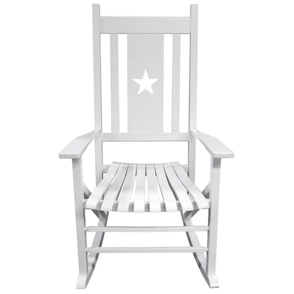 Leigh Country Heartland White Wood Outdoor Rocking Chair with Star