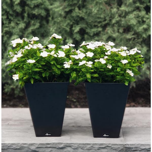 Algreen Valencia Planter, Square Taper Planter with Watering Tray 10-In. by 20-In. Height, Chocolate Marble Algreen Valencia Planter, Square Taper Planter with Watering Tray 10-In. by 20-In. Height, Chocolate Marble