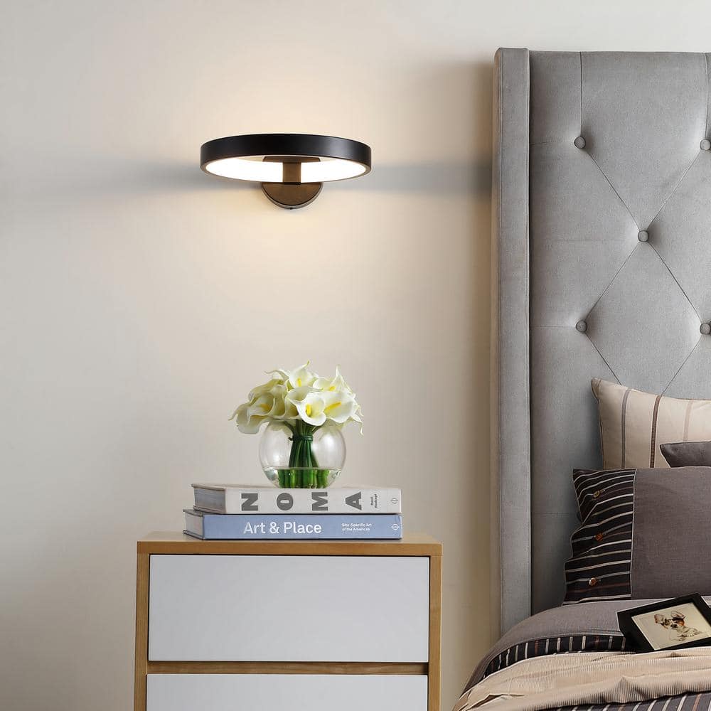 Nathaniel Minimalistic Transitional 12" Matte Black LED Wall Sconce