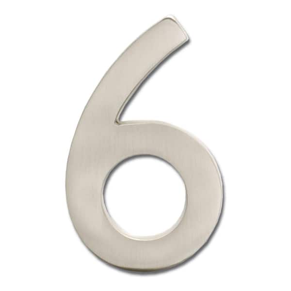 Architectural Mailboxes 4 in. Satin Nickel Floating House Number 6