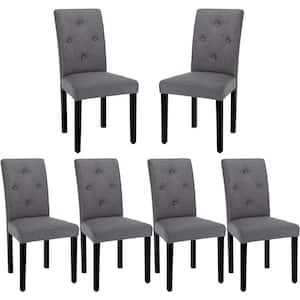 Upholstered Dining Chairs Set, Modern Fabric and Solid Wood Legs and High Back for Kitchen/Living Room, Gray Set of 6