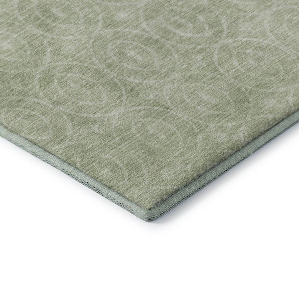 Mayfield Premium Machine Washable Abstract AMF1227 Mint 2 ft. 3 in. x 7 ft. 6 in. Runner Rug