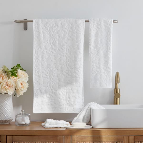 Company Cotton Floral Jacquard White Cotton Single Bath Sheet