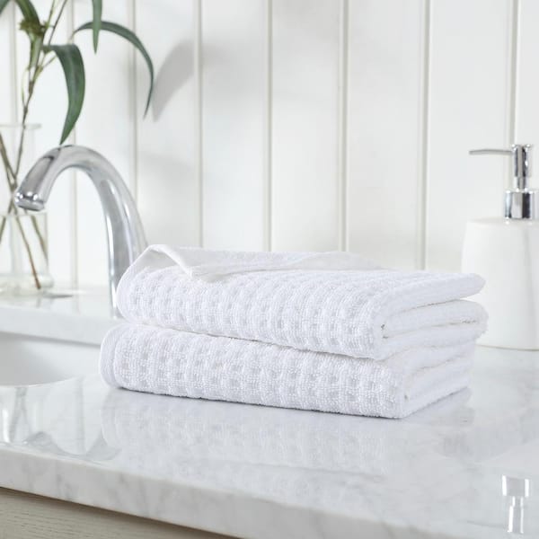 Wedding White Bath Towels Set: 2 Bath Towels 2 Hand Towels 2