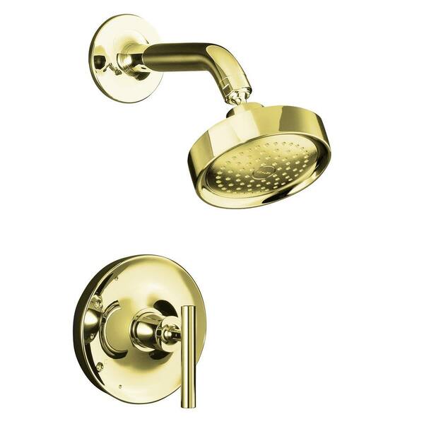 KOHLER Purist Rite-Temp 1-Spray 1-Handle Pressure-Balancing Shower Faucet Trim in Vibrant French Gold (Valve Not Included)