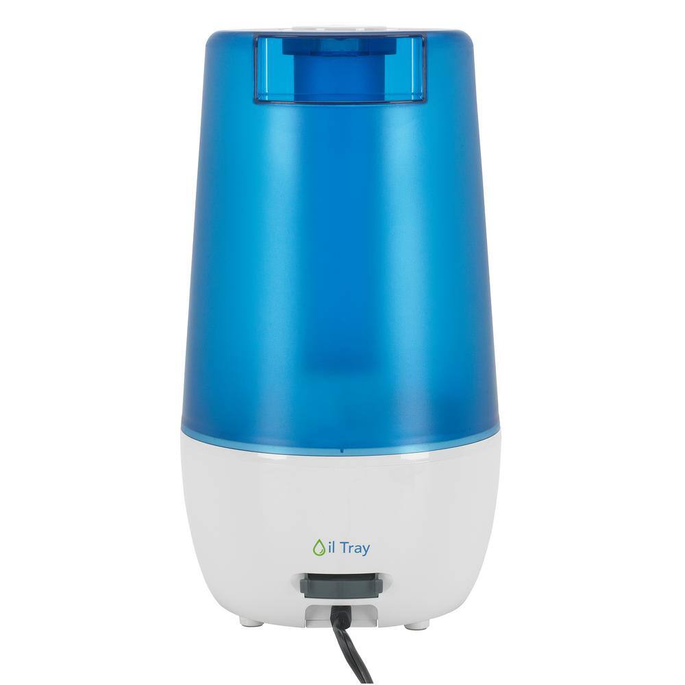 Compact Blue and White Ultrasonic Cool Mist Humidifier with Automatic Shutoff