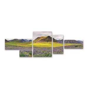 Michael Blanchette Photography Lupines and Mountains Panorama 5-Piece Panel Unframed Photography Wall Art 24 in. x 72 in