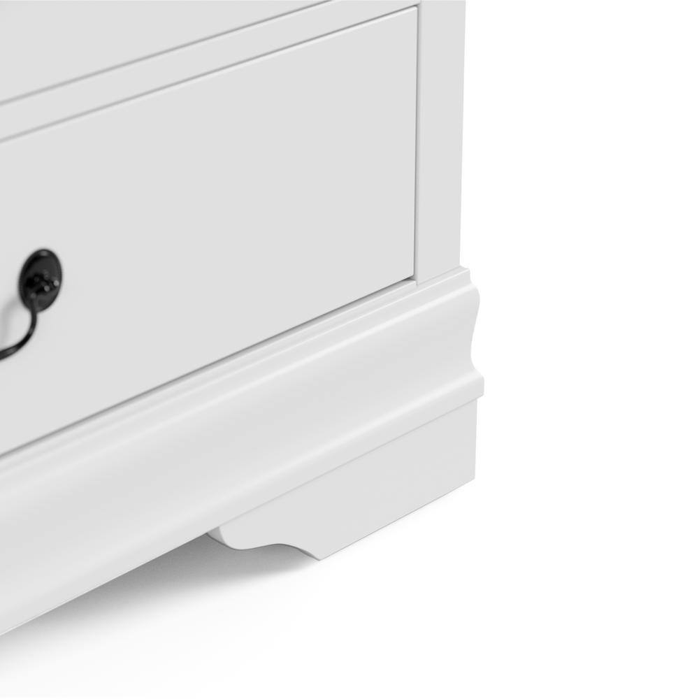 White Rubberwood Transitional 6-Drawer Dresser with Mirror