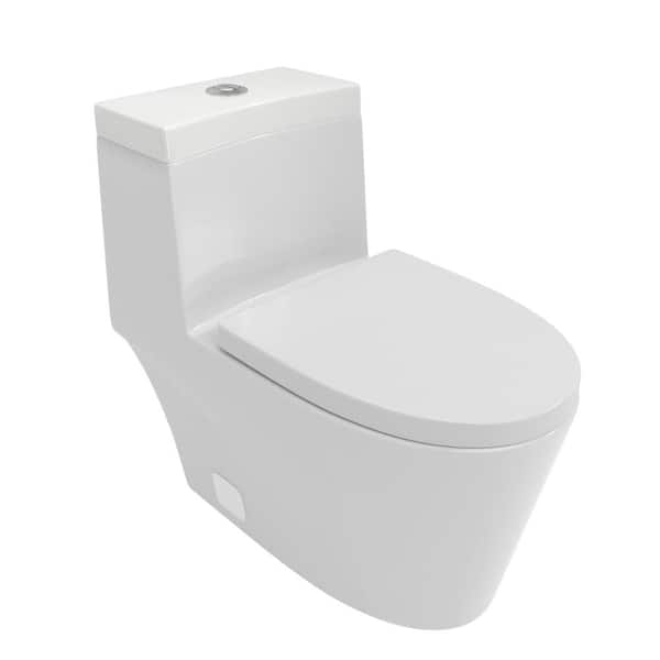 WELLFOR One-piece 1.1/1.6 GPF Dual Flush Elongated Toilet in White Seat Included