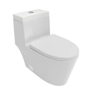 12 in. 1-piece 1.1/1.6 GPF Dual Flush Elongated Toilet in White Seat Included