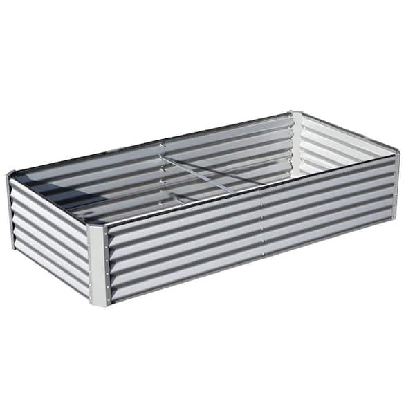 Unbranded 6 ft. x 3 ft. x 1.5 ft. Metal Rectangular Galvanized Raised Garden Bed in Silver