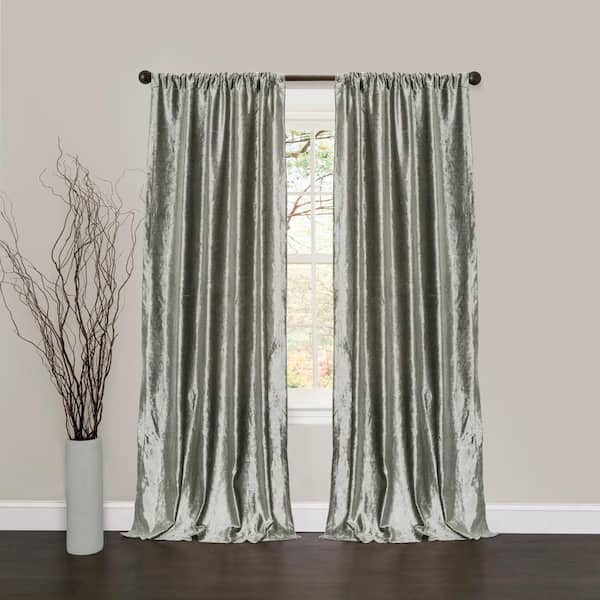 Lush Decor Silver Velvet Rod Pocket Room Darkening Curtain - 40 in. W x 84 in. L (Set of 2)
