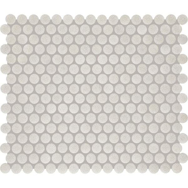 LuxeCraft Cashmere Crackle 11 in. x 13 in. Matte Ceramic Penny Round Mosaic Tile (10.6 sq. ft./Case)