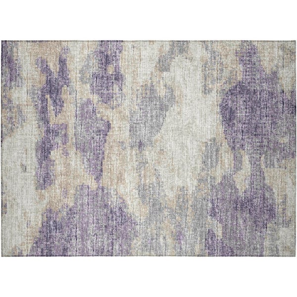 Accord 1 ft. 8 in. x 2 ft. 6 in. Purple Abstract Indoor/Outdoor Washable Area Rug