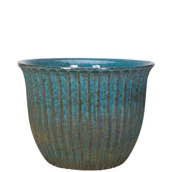 Unbranded 12 in. Tangiers Blue Ceramic Jamboree Planter