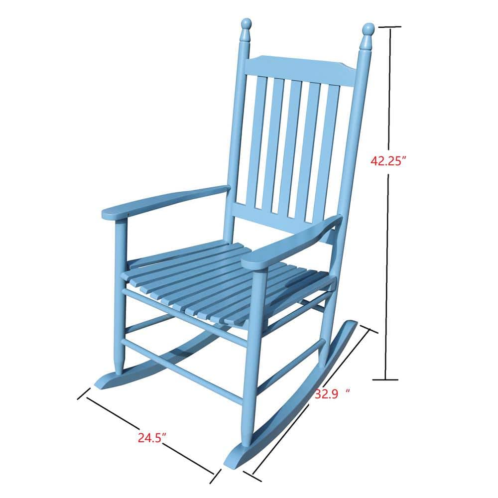 Blue Solid Wood Outdoor Rocking Chair with Arms