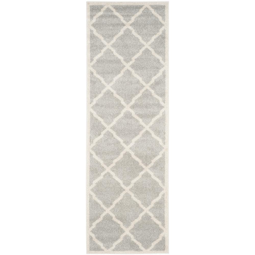 Elegant Geometric Reversible Runner Rug in Beige and Light Grey