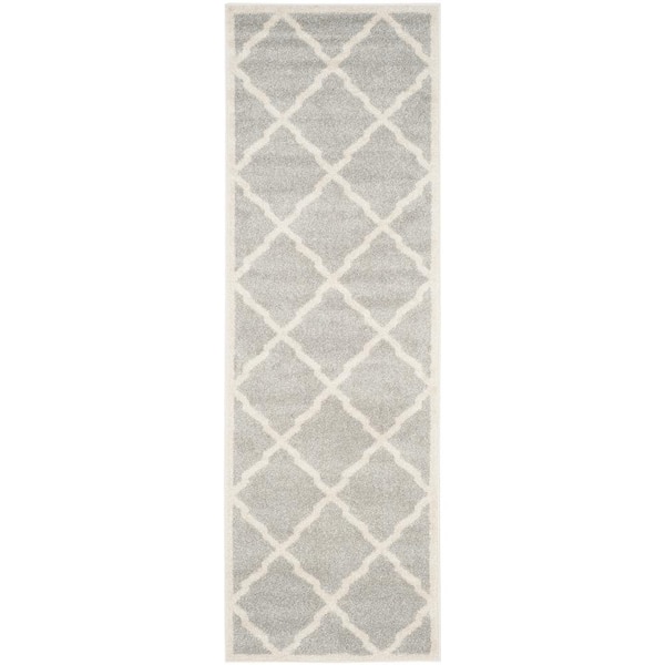SAFAVIEH Amherst Light Gray/Beige 2 ft. x 9 ft. Distressed Diamond Runner Rug