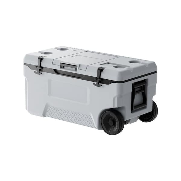 Portable Cooler, 74 qt. Wheeled Cooler with Ice Retention, Heavy-Duty Handles and Cup Holder, Lightweight Rigid Material