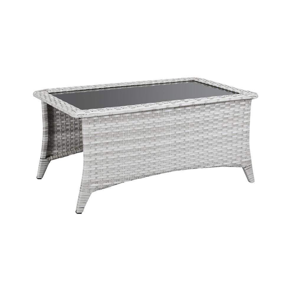 Gymojoy Carolina Light Gray Wicker Rectangle 21 in. Outdoor Coffee ...