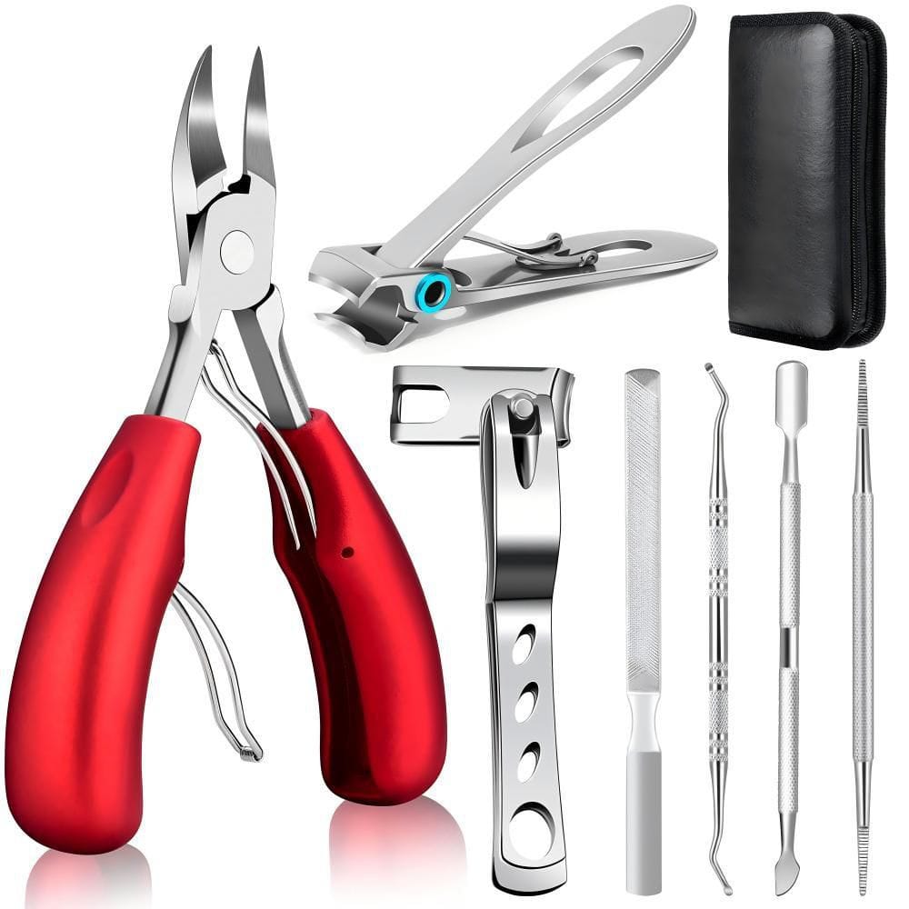 Toenail Clippers for Seniors Thick Toenails, Wide Opening 360° Rotating Pedicure Set, Manicure Tool, Red (7 Pack) price history on PriceWatchPro