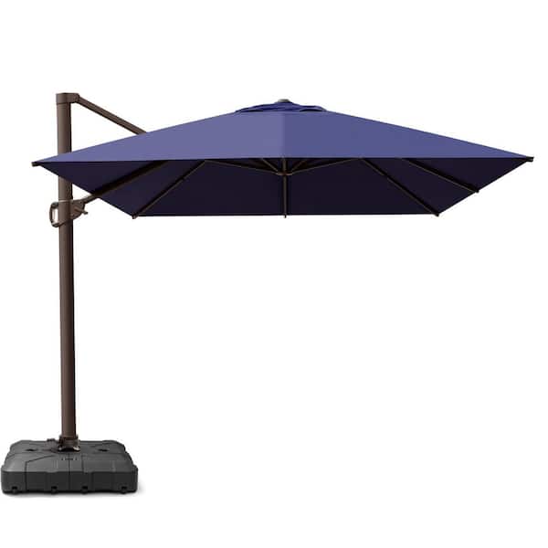 13 ft. x 10 ft. Swivel Cantilever Tilt Patio Umbrella in Navy Blue with HDPE Base Stand