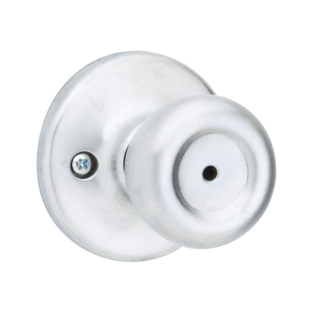 Kwikset Tylo Satin Chrome Privacy Bed/Bath Door Knob with Lock 93001-927 -  The Home Depot