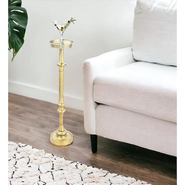 HomeRoots 5.74 in. Brass Round Other End Table