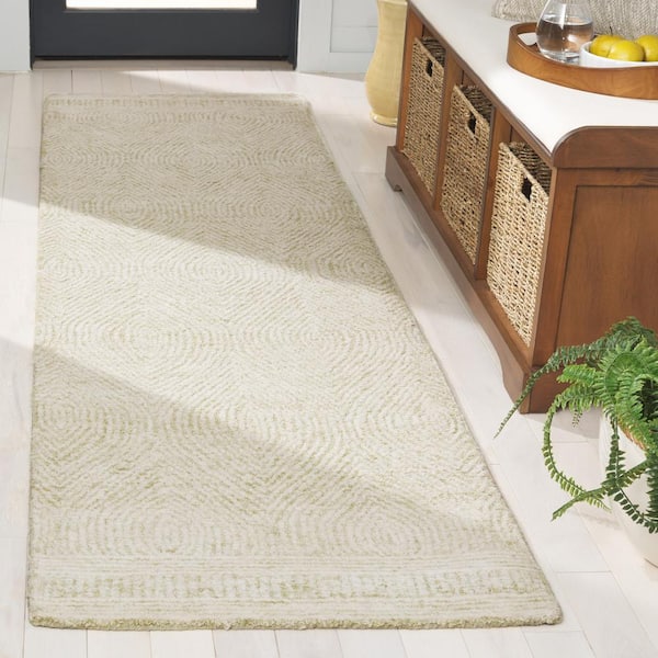 Abstract Green/Ivory 2 ft. x 8 ft. Geometric Runner Rug