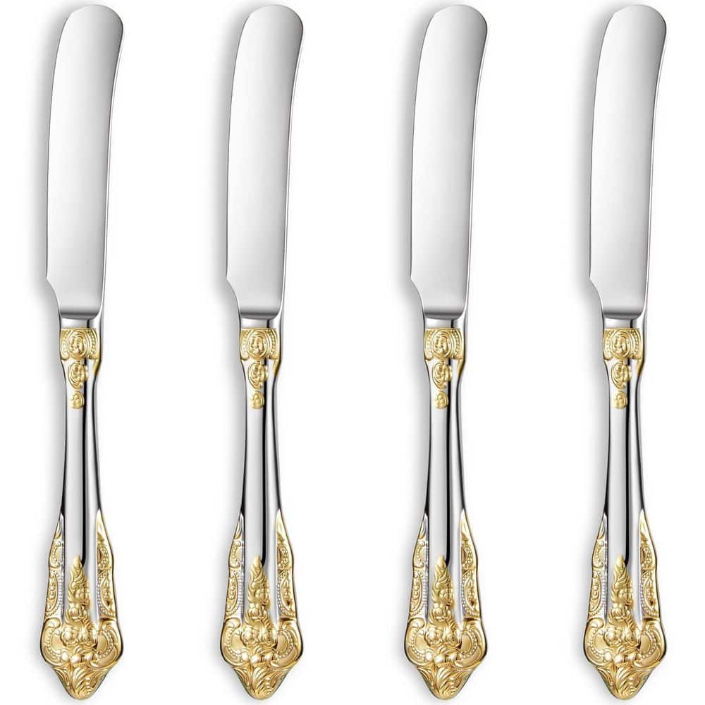 Butter Spreader (Set of 4), 18/10 Stainless Steel Butter Knife with Gold Accent, Food Grade Butter Spreader for Home price history on PriceWatchPro