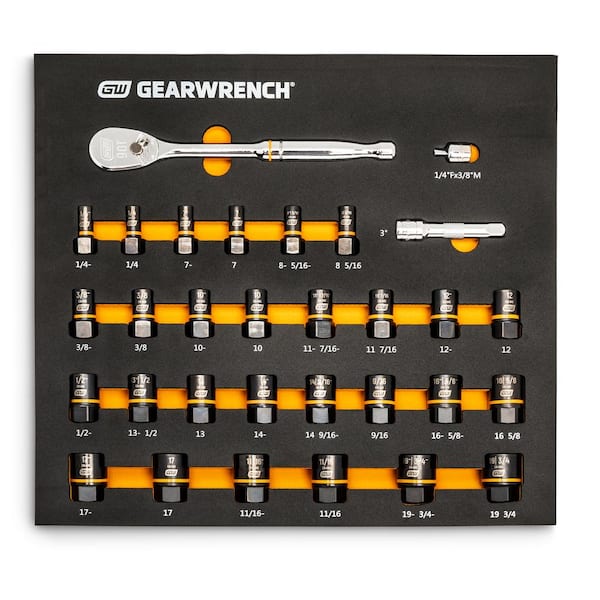 GEARWRENCH Bolt Biter Ratchet Socket Set MM/SAE with EVA Foam Tray (31-Pieces)