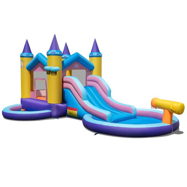 6 in 1 Kids Inflatable Water Slide Bounce House with Slide Splash Pool (Without Blower)