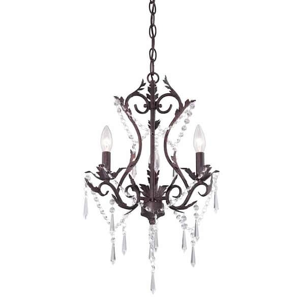 Signature 3-Light Mediterranean Patina Hanging Chandelier