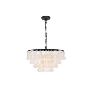 Timeless Home Stephen 20 in. W x 13.1 in. H 4-Light Black and White Pendant