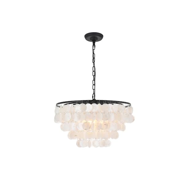 Unbranded Timeless Home Stephen 20 in. W x 13.1 in. H 4-Light Black and White Pendant