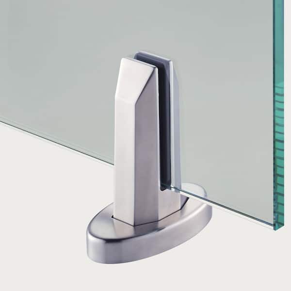 2.3 in. x 4.9 in. x 5.8 in. Silver Stainless Steel Oval Baseplate Glass Railing Spigot for 1/2 in. Glass Thickness
