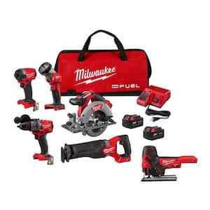 M18 FUEL 18-Volt Lithium-Ion Brushless Cordless Combo Kit (5-Tool) with Barrel Grip Jig Saw